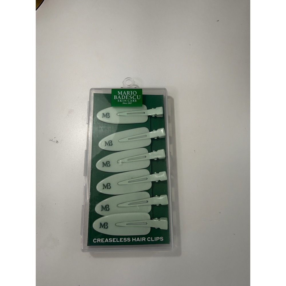 Mario Badescu Creaseless Hair Clips Mint Green 6 Count Makeup Styling Clips NEW